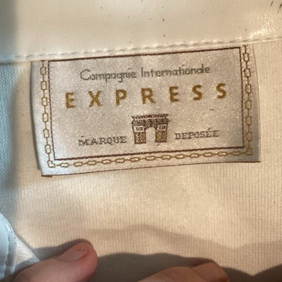 Vtg Express Womens Cropped Jacket Size Small S White Green Y2K Britney Rave Punk - Picture 2 of 14